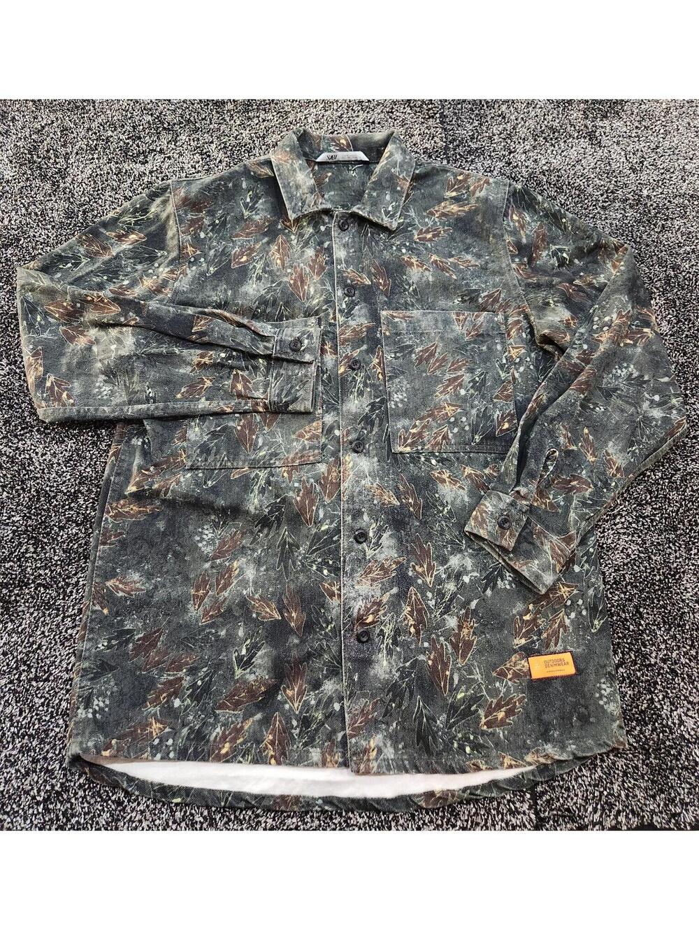 Zara Leaf Petal Camo Button Up hunting heavy duty flannel cotton Outerwear Large